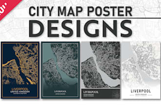 design a city or region wall map poster, any city, any color