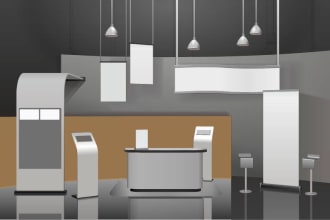 design fantastic trade show booth, exhibition stand,  banner and backdrop