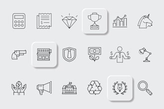 design custom minimalist icons for apps, websites, and more