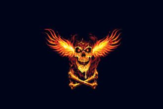 design custom skull fir wings logo with unlimited revision
