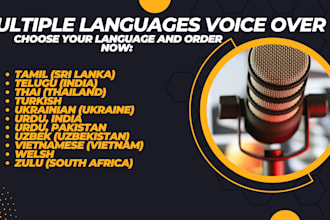 deliver today, a deep unique professional every language voice over