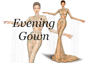sketch or illustrate your evening gown designs
