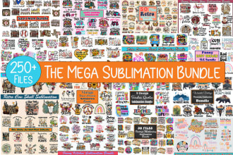 give mega bundle t shirt design for etsy, merch by amazon