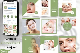 design aesthetic puzzle feed instagram and canva templates