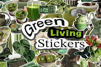 design digital  planner stickers , green living stickers