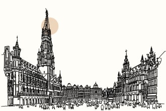 draw building architecture and city landscape illustration