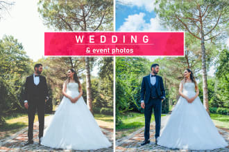 do wedding or event photo editing, and color correction in photoshop