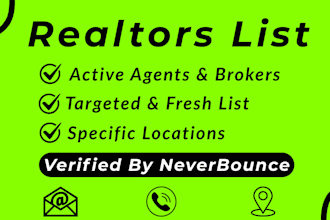 provide active real estate agent, realtor emails, and contacts