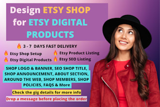 do etsy shop setup, etsy digital products, etsy seo listings