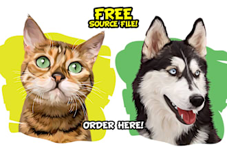 draw your pet cartoon vector in detailed style