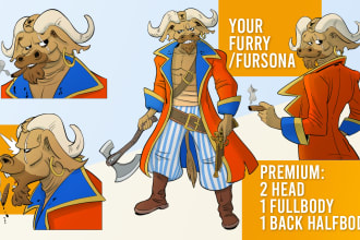 illustrate a art character design of your furry fursona