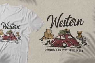 create western, outdoor vintage illustration design