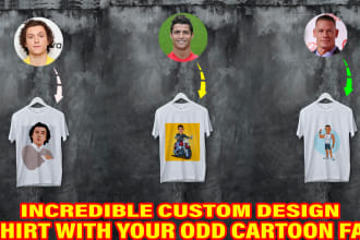 make a custom incredible t shirt design with your vector cartoon face