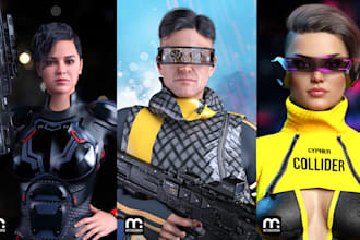 create 3d character for game, cinematic, poster, printing