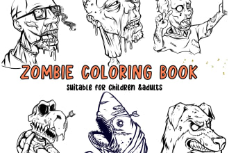 create a coloring book pages with zombie theme