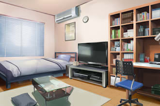 create anime, game,visual novel, vtuber background painting