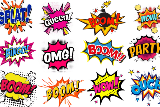 create original 80s,90s pop, comic and pop art and logo