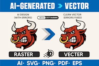 vectorize ai generated logo fix errors and deliver clean print ready files