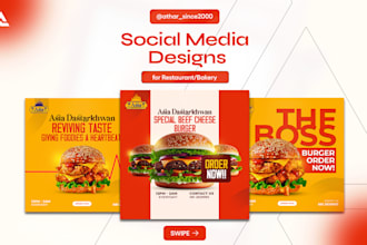 design bakery, sweets, restaurants and cake social media poster in 24hours
