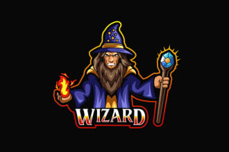design creative wizard sport mascot logo for your business