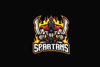 create drawing knight superior spartan logo with text with any file
