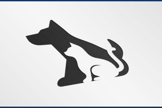 be draw your cat, dog or cute animal pet logo design