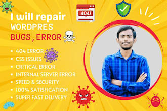 repair any wordpress errors, bug issues, and speed optimization