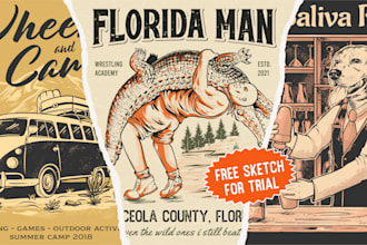 design a hand drawn vintage rustic logo and illustration