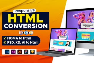 convert psd to html, figma to html, xd to html, sketch to html css bootstrap