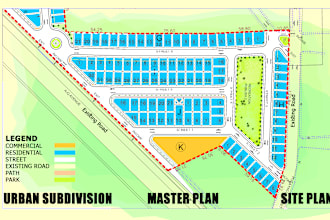design a site plan or map illustration urban subdivision housing scheme maps