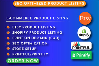 etsy, shopify and printful SEO optimized product listing