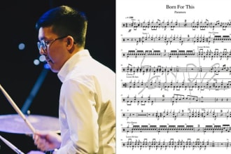 transcribe drum scores of popular songs or originals for you