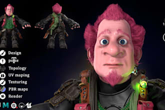 create character 3d model best quality and topology
