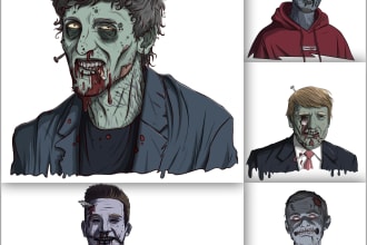 turn you portrait photo into zombie cartoon
