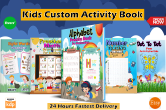 do custom kids activity book, handwriting workbook for amazon kdp, etsy