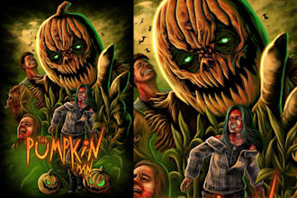 make a movie poster dark art style and heavy metal horror