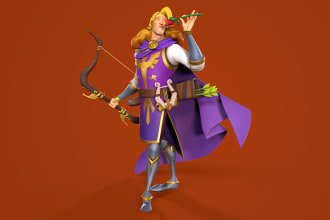 create a 3d stylized character for a game production
