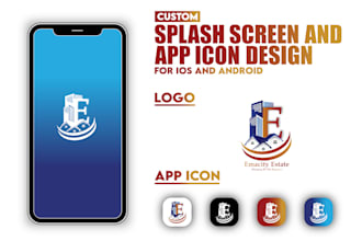 modern app icon design, splash screen and onboard screen designs for mobile app