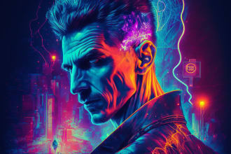 design generative cyberpunk art for tshirts, posters, street wear