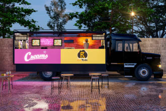 provide an awesome 3d food truck or trailer rendering
