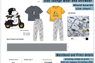 create kids clothing templates and tech packs