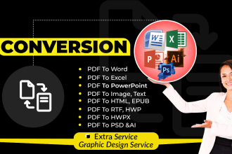 do convert  pdf to word, pdf to excel and simple data entry