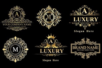 luxury perfume fragrance and gold business logo and packing design