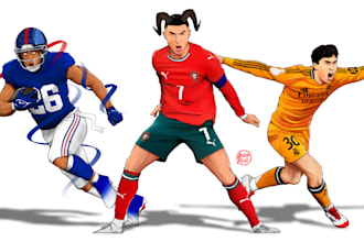 draw cartoon football illustration for social media or print