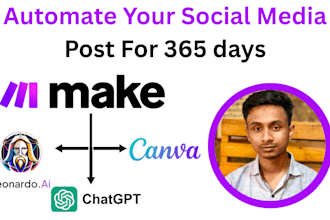 set up your social media account and automate posts for 365 days using make com