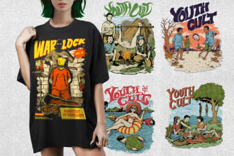 do tshirt design in brutal dark art styles  for brand or band