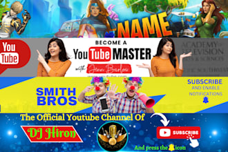 design professional youtube banner or channel art