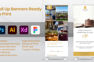 design modern standee, roll ups, pop up or pop up banners