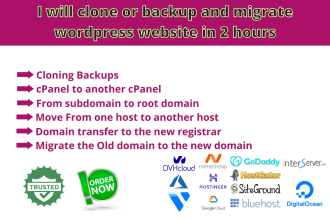 clone or backup and migrate the wordpress website in 2 hours