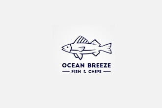 design awesome modern fish n chips shop logo
